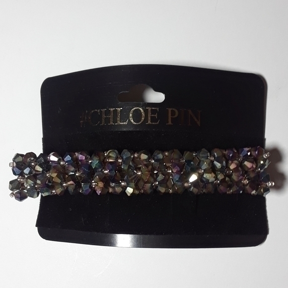 #Chloe Pin Iridescent Beaded Hair Barrette - Picture 1 of 4